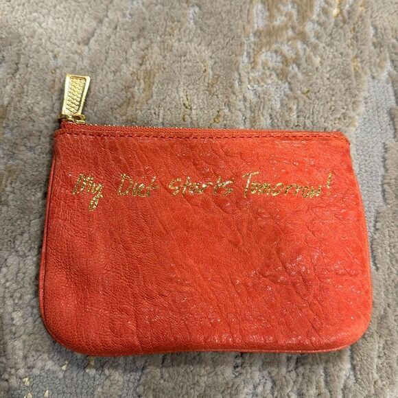 REBECCA MINKOFF Small Orange Graphic Pouch in EUC - Picture 1 of 7